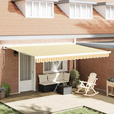 Immagine prodotto di vidaXL Tenda da sole retrattile arancione e bianca 450 x 300 cm