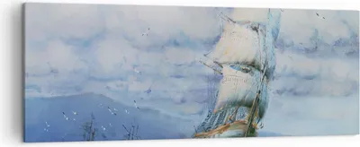 Produktbild von Bild auf Leinwand - Leinwandbild - Meer Segelschiff - 140x50cm - Wand Bild - Wanddeko - Wandbilder - Leinwanddruck - Bilder - Kunstdruck - Wanddekoration - Leinwand bilder - Wandkunst - AB140x50-3782