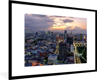 Produktbild von MuchoWow® Gerahmtes Poster Skyline von Mexiko-Stadt 90x60 cm - Poster mit Schwarzem Bilderrahmen Wandposter Rahmen Foto Bilder - Wanddekoration - Fotos