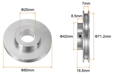 Produktbild von Einzelrillen Riemenscheibe Keilriemenscheibe 25mm feste Bohrung 80mm Au?endurchmesser Aluminiumlegierung mit Sechskantschlš¹ssel fš¹r Bohrmaschine 6mm PolyurethanRundriemen