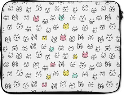 Produktbild von MuchoWow® Laptop Hülle 15 Zoll Mädchen - Katze - Haustiere - Muster - Mädchen - Kinder - Kinder Laptoptasche - Laptoptasche - Sleeve - Rundum-Schutz