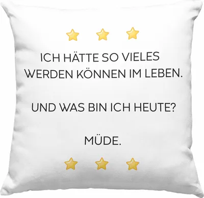 Produktbild von Trendation - Lustige Deko-Kissen mit Füllung 40x40 mit Spruch für Frauen Männer Arbeit Büro Lustig Deko-Kissen mit Füllung 40x40n Becher mit Sprüchen Kollegin Geschenk Sarkasmus Müde Montag (Grau)