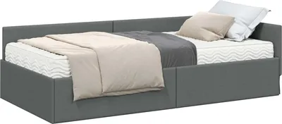 Produktbild von vidaXL Eckbettgestell mit Matratze Sonstiges 2 pcs Grau Stoff
