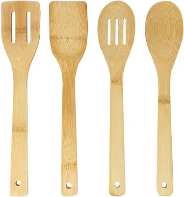 Produktbild von Joejis Küchenutensilien aus Bambus Koch Set aus Holz 4 Widerstandsfähige & stilvolle Bambus Utensilien Holzlöffel Bambusspatel geschlitzter Kochlöffel und Spatel