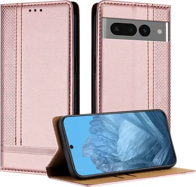 Produktbild von Handyhülle für Google Pixel 7 Pro Leder Flip Klappbare Schutzhülle mit Standfunktion Pink