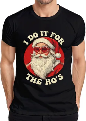 Produktbild von I Do It For The Ho's Weihnachtsmann Herzbrille Weihnachten Herren T-Shirt, Schwarz, 3XL