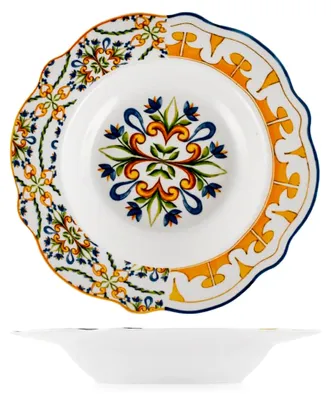 Produktbild von Set aus 6 Suppentellern aus New Bone China, Durchmesser 21 cm, elegant und robust, geeignet für Suppen und Pasta, spülmaschinenfest