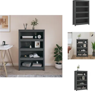Produktbild von vidaXL Bücherregal Grau 80x35x126 cm Massivholz Kiefer -  Bücherregale & Bücherschränke