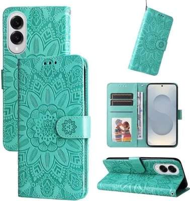 Produktbild von Mobigear Sunflower  Samsung Galaxy S25 Edge Hülle Klapphülle Geldbörse - Grün