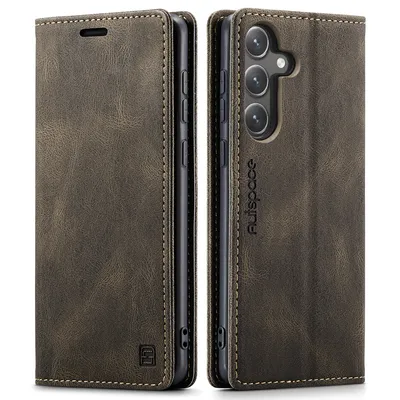 A flip-style phone case for a Samsung Galaxy S23 FE is shown from two angles.
