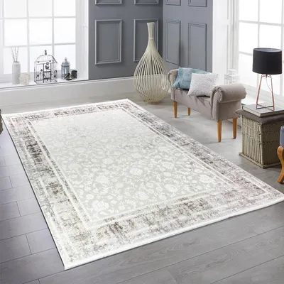 Produktbild von Orientalischer Wollteppich im Vintage-Stil mit klassischem Muster pflegeleicht strapazierfähig und zeitlos elegant in Creme Größe - 160 x 230 cm