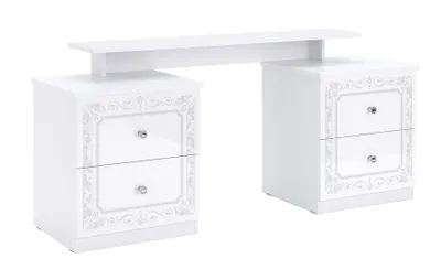 Produktbild von Schminktisch Luiza – Weiß Hochglanz – 4 Schubladen – Modern – Toilette für Schlafzimmer – 45×158×71 cm