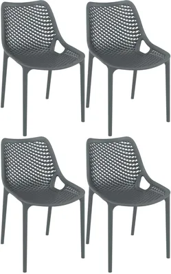 Produktbild von CLP 4er Set Stühle Air Stapelbar UV-lichtbeständig dunkelgrau
