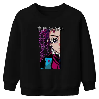 Produktbild von 竈門炭治郎 鬼滅の刃 Anime Manga Cosplay Fan Geschenk Uni Kinder Sweatshirt Pullover, Schwarz, 140
