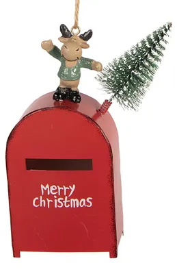 Produktbild von Clayre & Eef Weihnachtsanhänger Briefkasten 6x3x14 cm Rot Kunststoff
