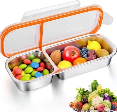 Produktbild von Edelstahl-Snackbox mit 2 Fächern für Snacks