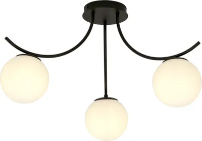Obrázok produktu pre Emibig stropné svietidlo 3xE14 40W BOSTON 3 BLACK/OPAL 1109/3