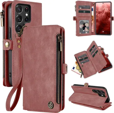 Produktbild von Handy Hülle für Samsung Galaxy S24 Ultra Geldbeutel Geldbörse RFID Schutz Klapphülle Cover Schutzhülle Wallet Farbe: Rosa