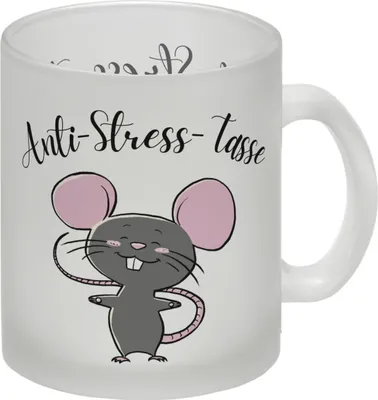 Produktbild von Anti-Stress Maus Glas Tasse mit Spruch