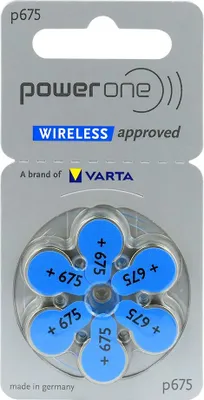 Zdjęcie produktu dla 6 x baterie do aparatów słuchowych Power One Varta 675
