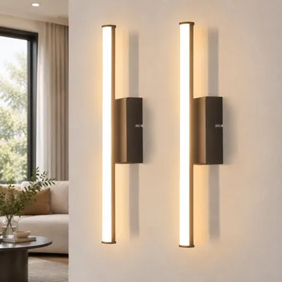 Immagine prodotto di ZMH Lampada da parete interna, lampada da parete 2 pezzi, moderna, nera, 6W, illuminazione da parete per corridoio, design a onde, luce bianco caldo 3000K, Immagine generata dall'IA