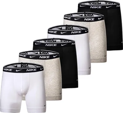Produktbild von NIKE Herren Boxer Shorts, 6er Pack - Boxers, Baumwolle Stretch, einfarbig Weiß/Grau/Schwarz S