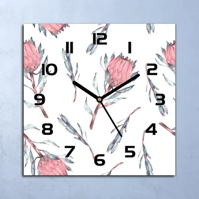 Produktbild von Wanduhr Echt-Glas-Küchenuhr Proteablumen Quarz Lautlos 30x30 Deko Bilder