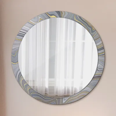 Produktbild von Ø100cm Modern Spiegel - Wandspiegel Wandmontage- Schlafzimmer - grau Marmor