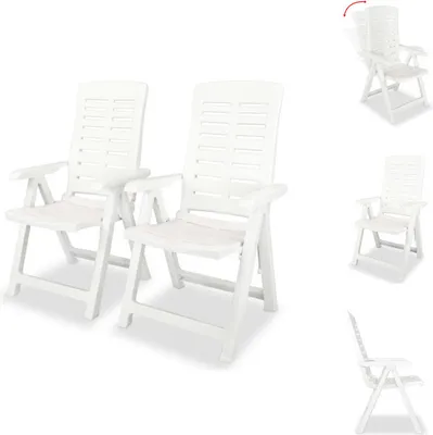 Produktbild von vidaXL Verstellbare Gartenstühle 2 Stk. Kunststoff Weiß -  Gartenstühle