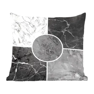 Produktbild von MuchoWow® Zierkissen Sofakissen Wohnzimmer Dekokissen 50x50 cm Marmor - Schwarz - Weiß - Luxus - Komfort - Sofakissen