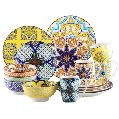 Zdjęcie produktu dla Porcelanowy zestaw naczyń, wzór jaśminowy, 16/32/48-częściowy, 16-częściowy