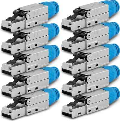 Produktbild von CAT8 CAT8.1 10x Netzwerk Stecker RJ45 Netzwerkstecker Werkzeuglos 2000MHz Metall