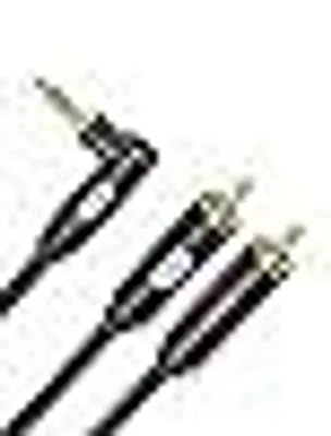 Produktbild von 3,5 mm auf RCA Stereo-Audiokabel, vergoldet, 90? AUX-Stecker auf 2 Cinch-Stecker, 1,8 m/2 m, kompatibel mit Smartphones, MP3, Tablets, Lautsprechern, Heimkino