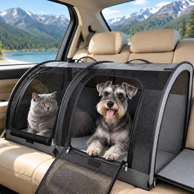Immagine prodotto di Trasportino pieghevole per 2 gatti o cani di piccola taglia
