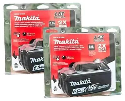 Obrázek produktu pro Nabíjecí baterie, kompatibilní s elektrickými nástroji, s vícevrstvou ochranou, 2 kusy, kapacita 6,0 Ah, napětí 18 V