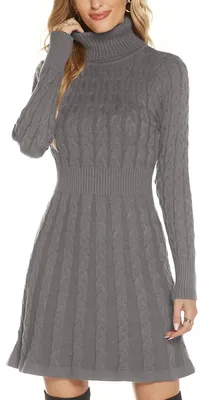 Imagen del producto de Vestido elegante de punto de manga larga en color gris claro