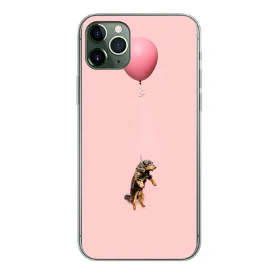 Produktbild von MuchoWow® Handyhülle Schutzhülle Hülle für iPhone 11 Pro Max Dackel schwebt durch einen Ballon nach oben Silikon Softcase Handy Hülle - Schutz