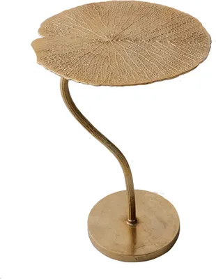 Produktbild von Handgearbeiteter Beistelltisch LEAF 40cm gold im filigranen Blatt Design