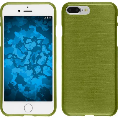 Produktbild von PhoneNatic Case kompatibel mit Apple iPhone 8 Plus - pastellgrün Silikon Hülle brushed + 2 Schutzfolien
