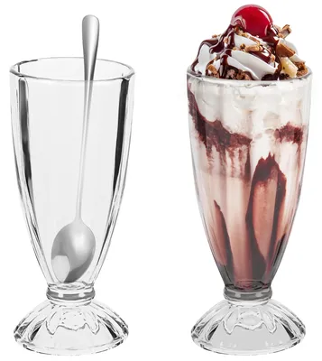 Eisbecher aus Glas, 2 Stück, 360 ml, Dessertgläser, spülmaschinengeeignet