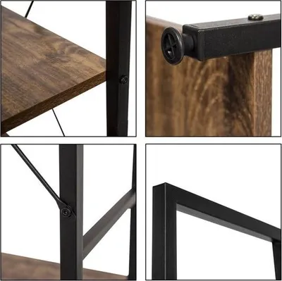 Produktbild von Bücherregal 6 Ebenen - Leiterregal - Dunkle Eiche/Schwarz - 60x28x180 cm