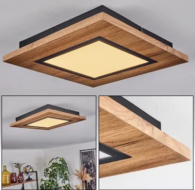 Produktbild von Vacil Deckenlampe aus Metall/MDF/Kunststoff in Schwarz/Holzoptik/Braun/Weiß