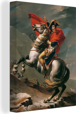 Obrázek produktu pro OneMillionCanvasses® - Obraz na plátně - Napoleon překračuje průsmyk Svatého Bernarda - Obraz od Jacques-Louis David, nástěnný obraz, nástěnné dekorace obrazy obývací pokoj, 60x80cm