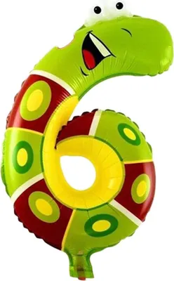 Produktbild von Folienballon Zahl 6, ca. 40 cm, Tier Motiv