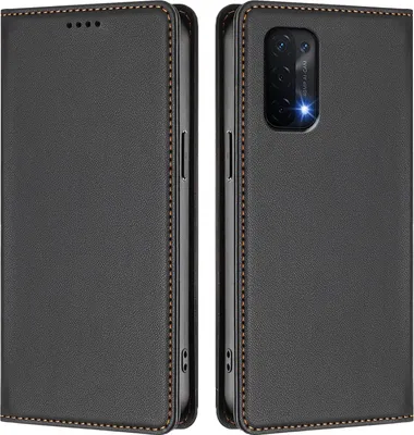Produktbild von Handyhülle für Oppo A54 5G/Oppo A74 5G, Kunstleder Klapphülle Stoßfeste Magnetische Hülle mit Ständer Schwarz