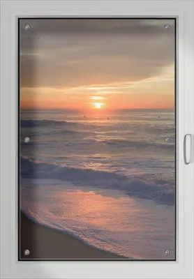 Produktbild von Wallario Lichtschutzbild, Dekorativer Sichtschutz Sonnenschutz 60 x 93 cm mit Motiv: Sonne über dem Meer - Verdunklung ohne Bohren