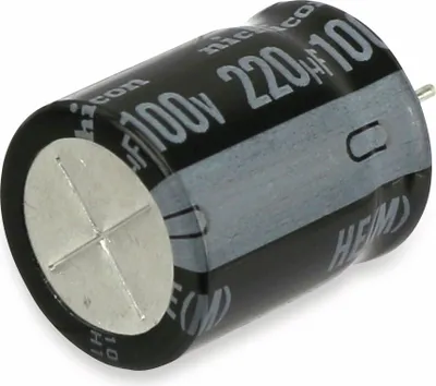 Produktbild von NICHICON Hochvolt-Elko 220µF, 100V, radial, RM 7,5