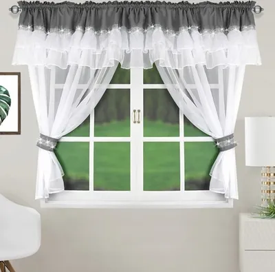 Produktbild von Fasttrade Wunderschöner Voile-Vorhang BxH 400x150 mit Zirkonen und grauen Einsätzen