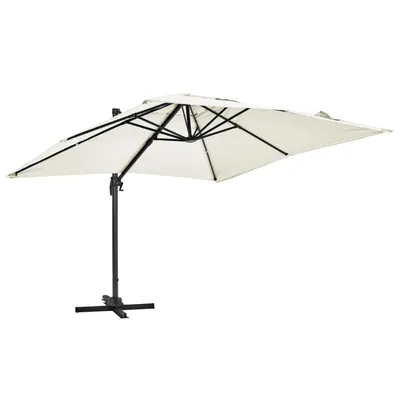 Image de Parasol déporté inclinable et rotatif 3 x 3m en aluminium écru - Oviala Malaga