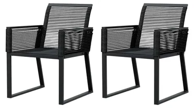 Produktbild von Gartenstühle 2 Stück Schwarz Poly Rattan